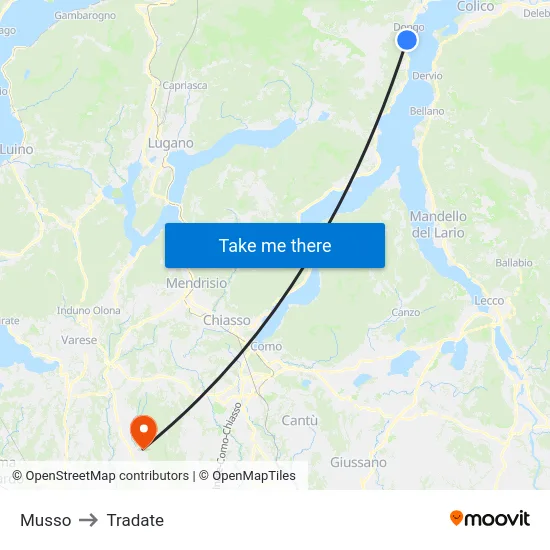 Musso to Tradate map