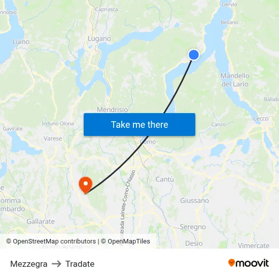 Mezzegra to Tradate map