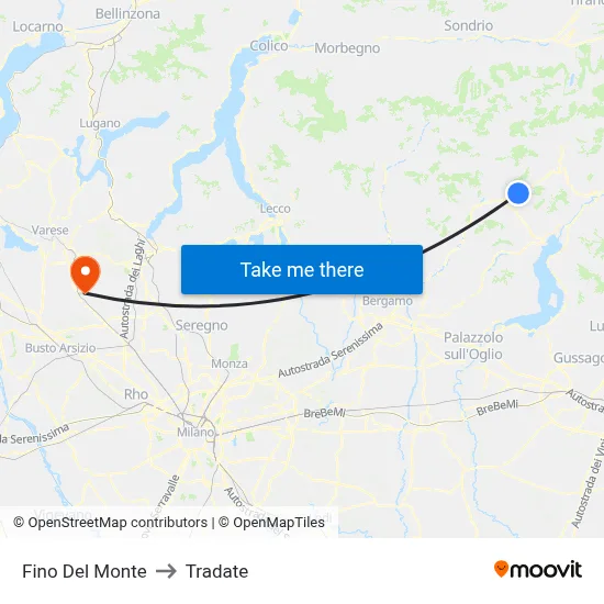 Fino del Monte to Tradate map