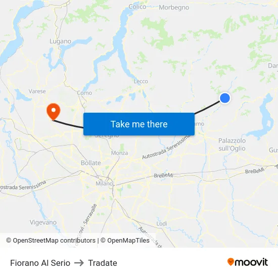 Fiorano al Serio to Tradate map