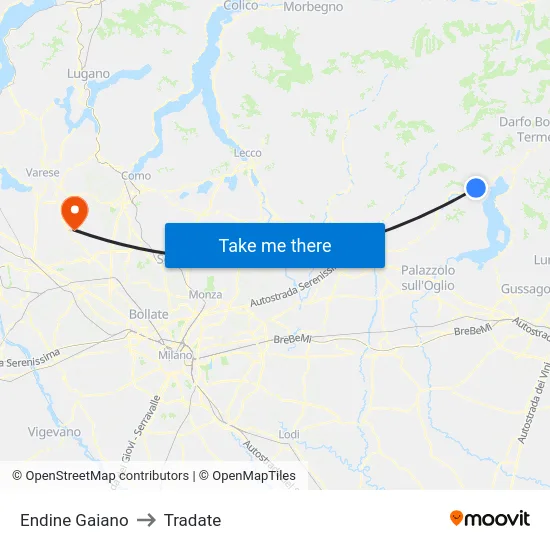 Endine Gaiano to Tradate map