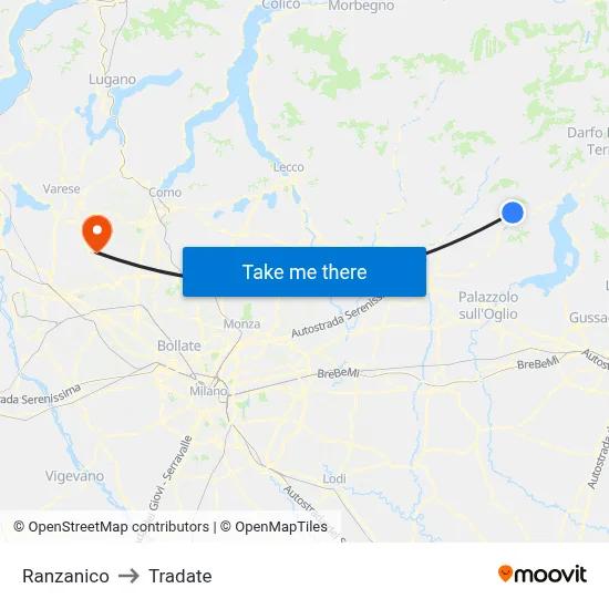 Ranzanico to Tradate map