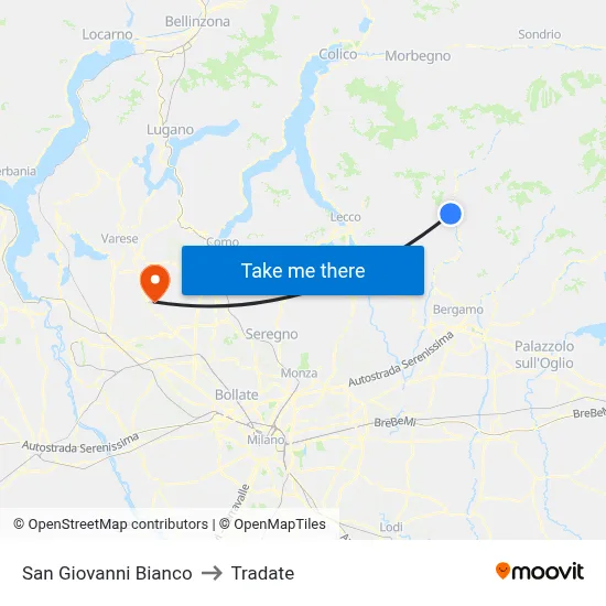 San Giovanni Bianco to Tradate map