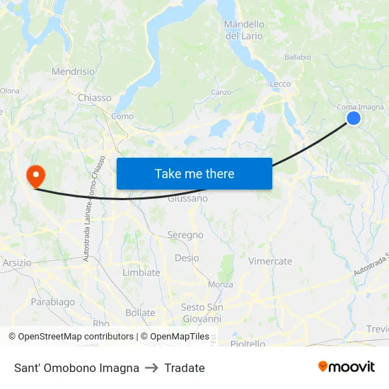 Sant' Omobono Imagna to Tradate map