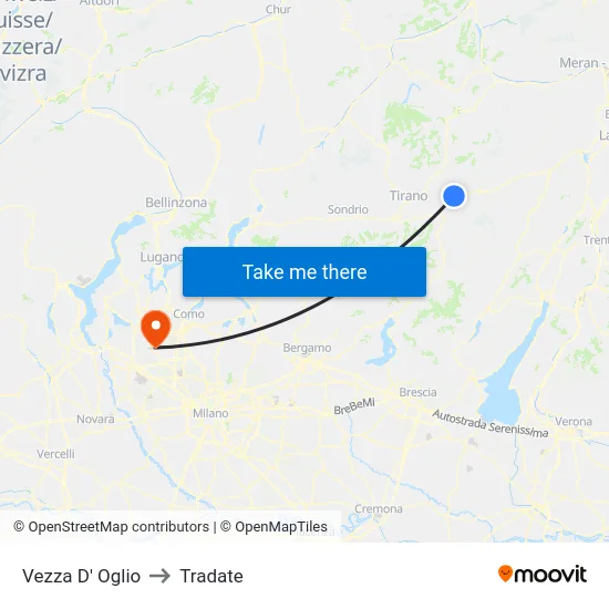 Vezza D' Oglio to Tradate map