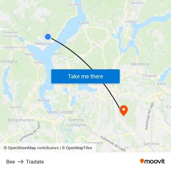 Bee to Tradate map