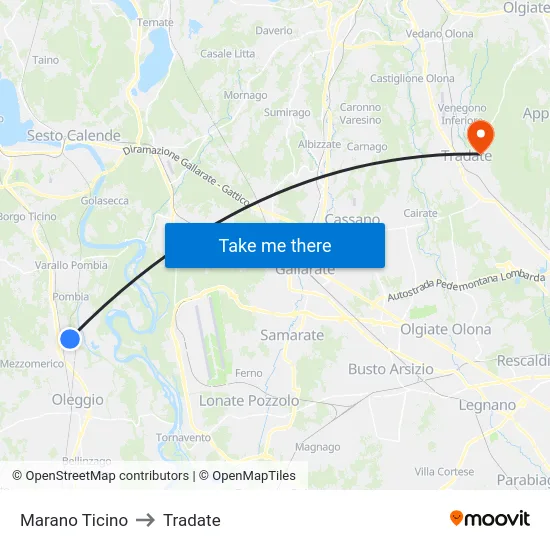 Marano Ticino to Tradate map