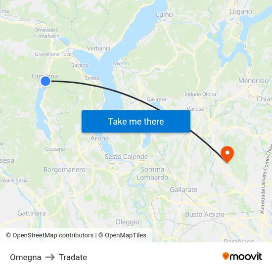 Omegna to Tradate map