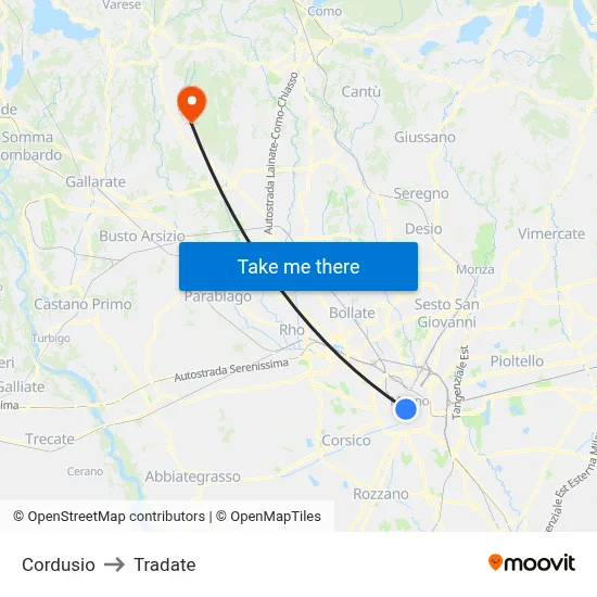 Cordusio to Tradate map