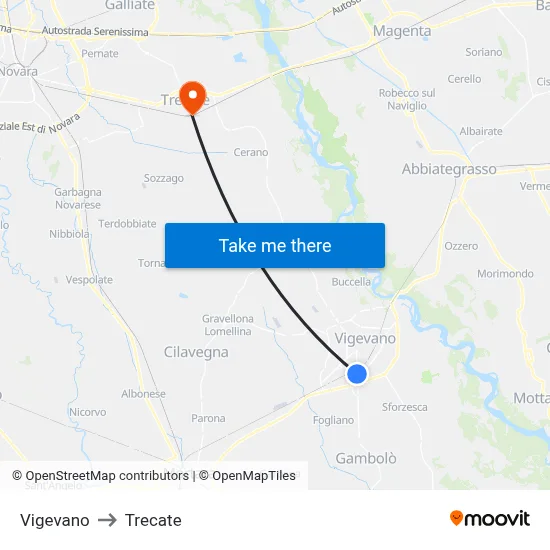 Vigevano to Trecate map