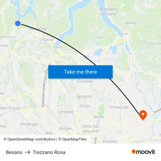 Besano to Trezzano Rosa map