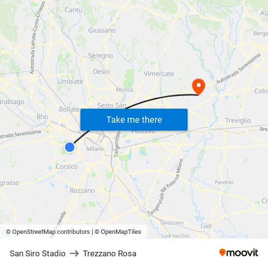San Siro Stadio to Trezzano Rosa map