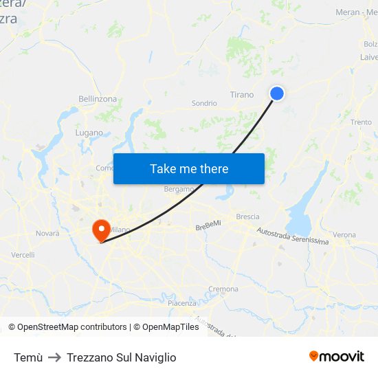Temù to Trezzano Sul Naviglio map
