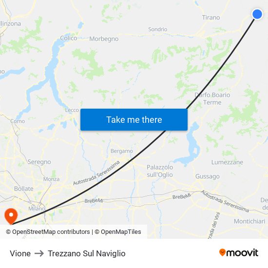 Vione to Trezzano Sul Naviglio map