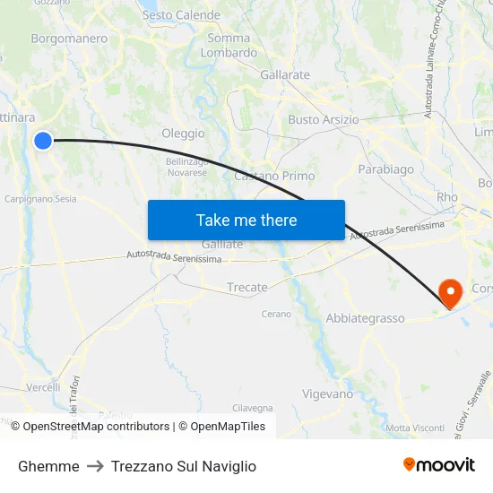 Ghemme to Trezzano Sul Naviglio map