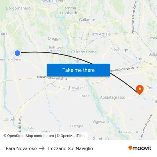 Fara Novarese to Trezzano Sul Naviglio map