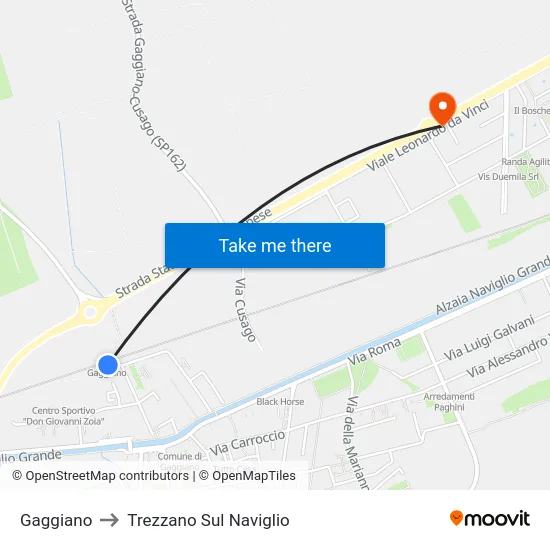Gaggiano to Trezzano Sul Naviglio map