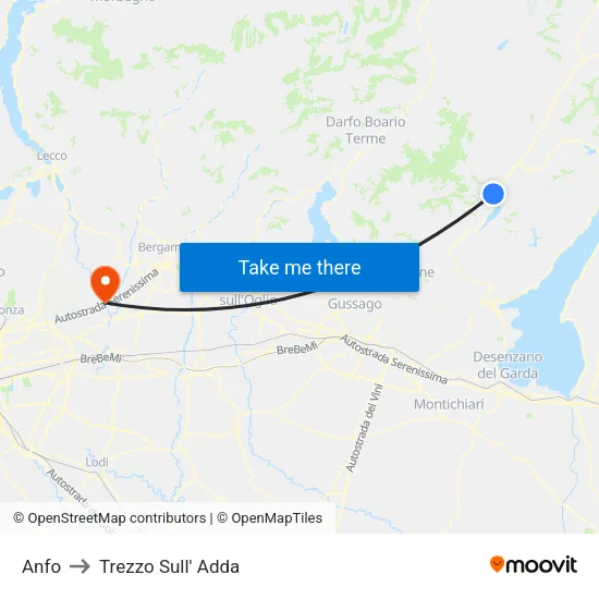 Anfo to Trezzo Sull' Adda map