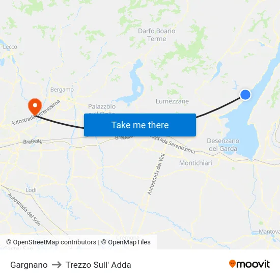 Gargnano to Trezzo Sull' Adda map