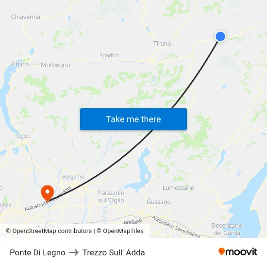 Ponte Di Legno to Trezzo Sull' Adda map