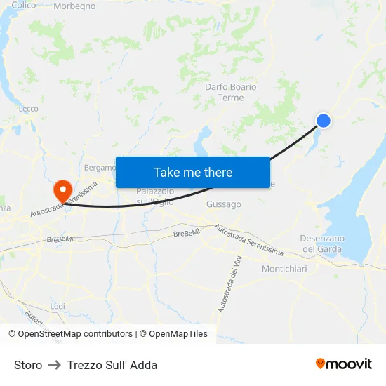 Storo to Trezzo Sull' Adda map