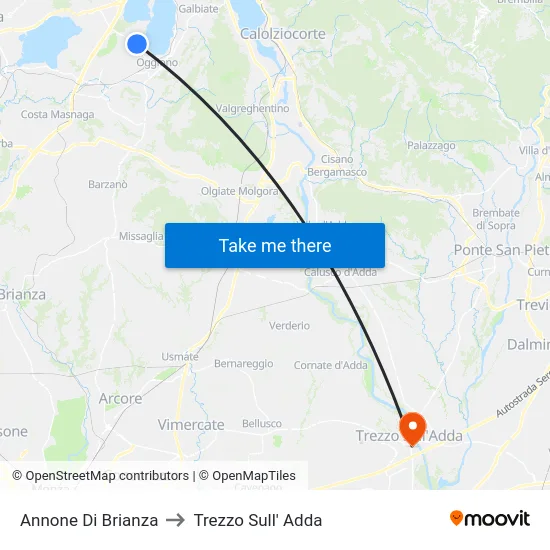 Annone Di Brianza to Trezzo Sull' Adda map