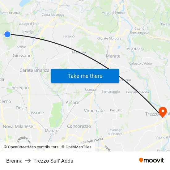 Brenna to Trezzo Sull' Adda map