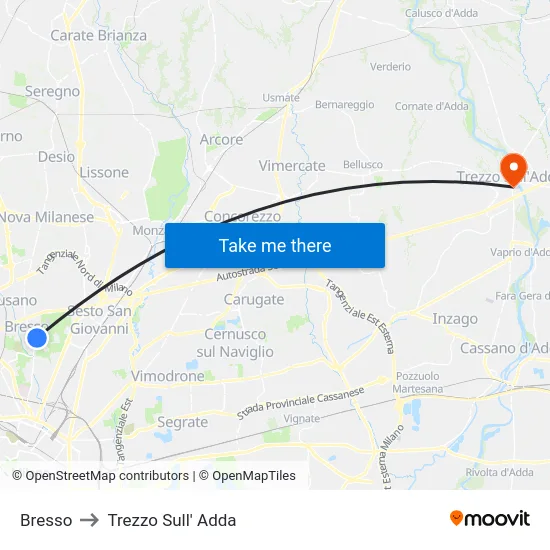 Bresso to Trezzo Sull' Adda map