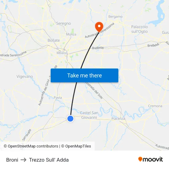 Broni to Trezzo Sull' Adda map