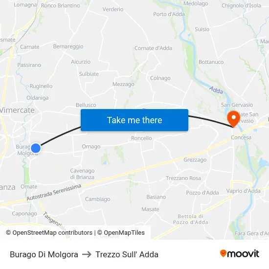 Burago Di Molgora to Trezzo Sull' Adda map