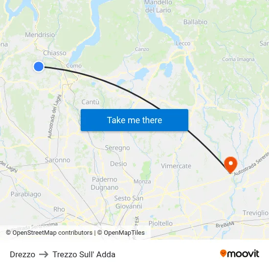 Drezzo to Trezzo Sull' Adda map