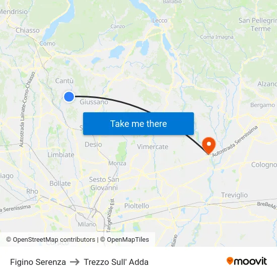 Figino Serenza to Trezzo Sull' Adda map