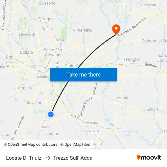 Locate Di Triulzi to Trezzo Sull' Adda map