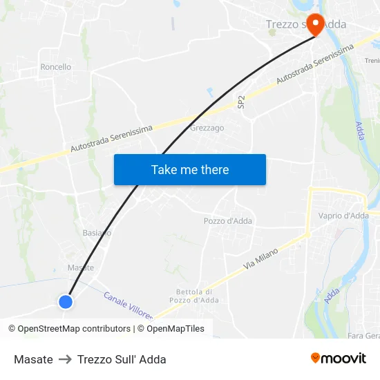 Masate to Trezzo Sull' Adda map