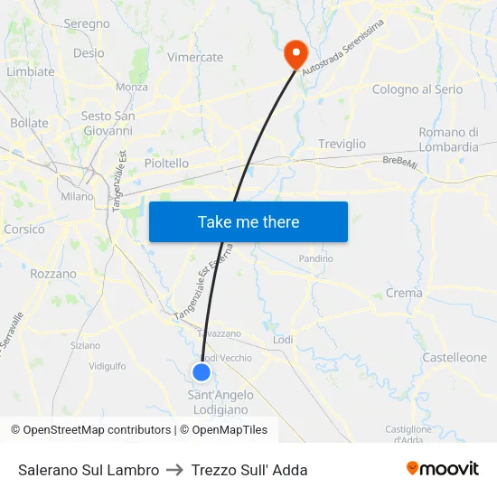 Salerano Sul Lambro to Trezzo Sull' Adda map