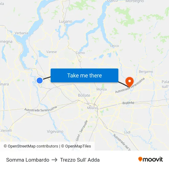 Somma Lombardo to Trezzo Sull' Adda map