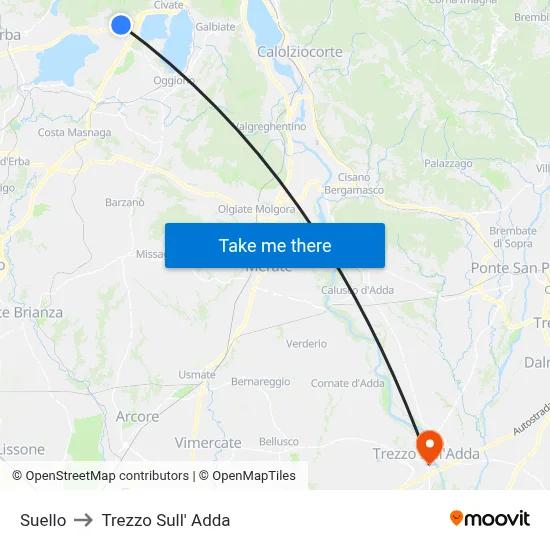 Suello to Trezzo Sull' Adda map