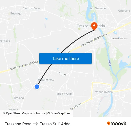 Trezzano Rosa to Trezzo Sull' Adda map
