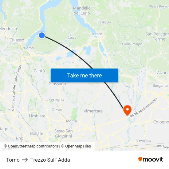 Torno to Trezzo Sull' Adda map