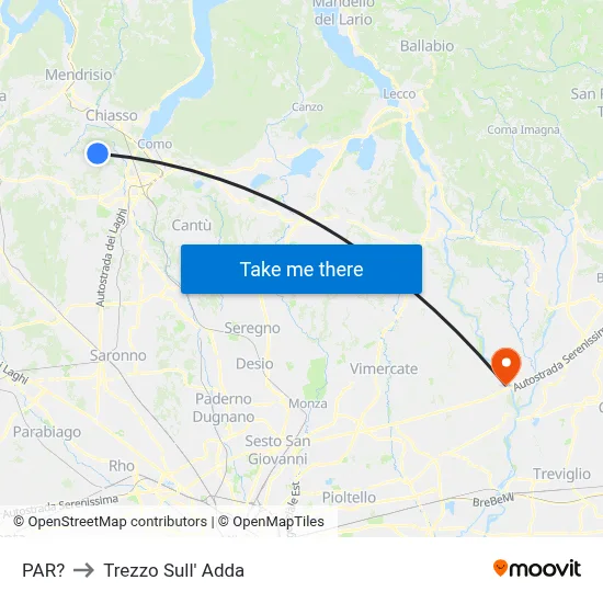 Parre to Trezzo Sull' Adda map
