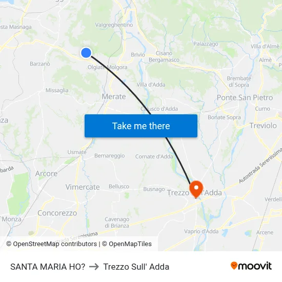 Santa Maria Ho? to Trezzo Sull' Adda map