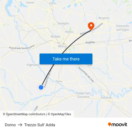 Dorno to Trezzo Sull' Adda map