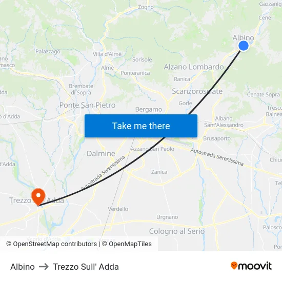 Albino to Trezzo Sull' Adda map