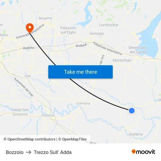 Bozzolo to Trezzo Sull' Adda map