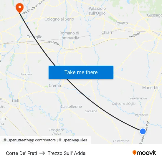 Corte de' Frati to Trezzo Sull' Adda map