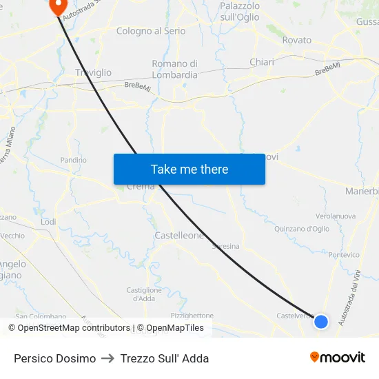 Persico Dosimo to Trezzo Sull' Adda map