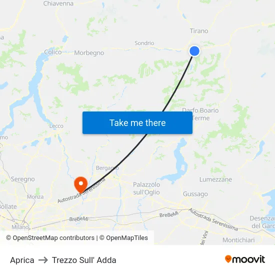 Aprica to Trezzo Sull' Adda map