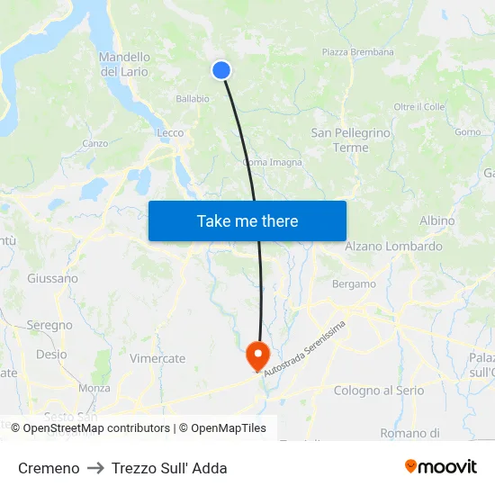 Cremeno to Trezzo Sull' Adda map