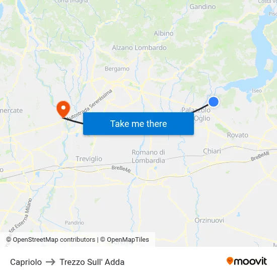 Capriolo to Trezzo Sull' Adda map