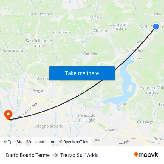 Darfo Boario Terme to Trezzo Sull' Adda map